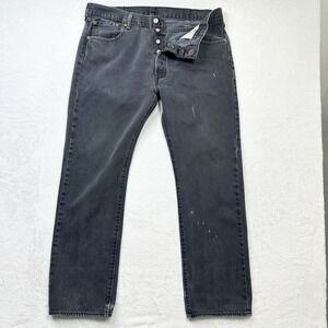 Levis 501 Jeans Mens 38x32 Black Gray Fade Original Fit Measures 36x30 Mexico‎